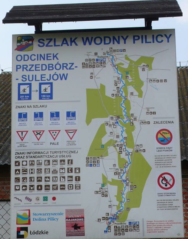 Trasy kajakowe po rzece Pilicy w gminie Przedbórz